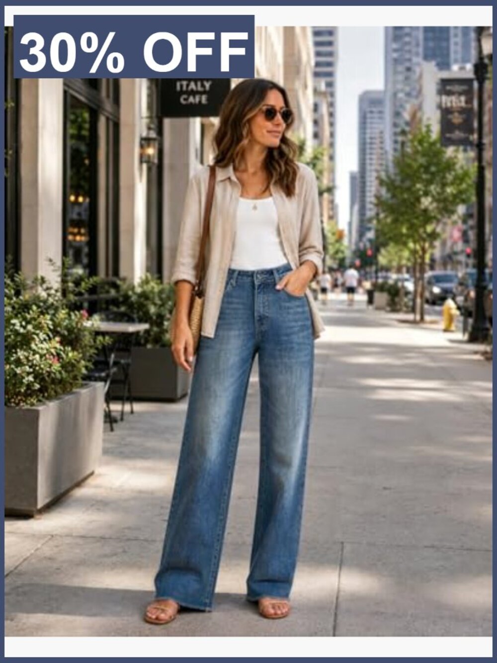 High Rise Straight Leg Jeans Raw Hem Tummy Control Stretchy Denim Pants Trendy - Picture 3 of 7